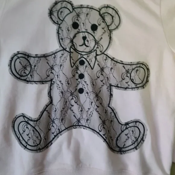 Teddy Fresh Lace Applique Bear Sweatshirt Small Pink Long Sleeve Fun Soft NWOT - Picture 3 of 9